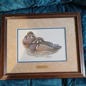 Framed Wood Ducks Print - Brown Frame, Tan Mat KA5PM-5